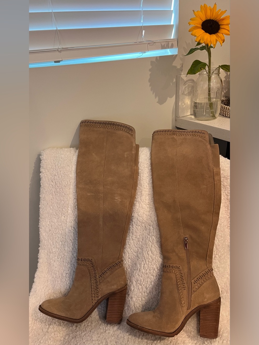 Over the Knee VINCE CAMUTO Madolee Boots women’s size 7.5  Tan Suede Leather